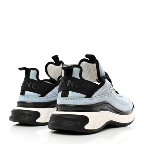 Chanel CC light blue suede trainer sneaker 40 size 10 - Picture 5 of 9